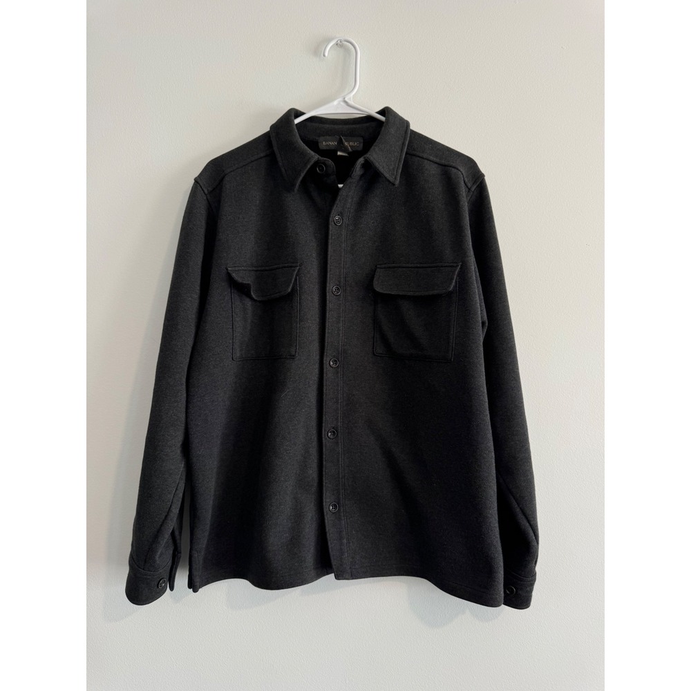 Banana Republic Button‎ Front Shirt Jacket Mens Medium Dark Gray Quiet Luxury